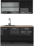 Pojedyncza kuchnia czarny/antracyt o wysokim połysku 140x60x81.6 r-line