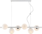 Lampa wisząca Adrian z lakierowanego na biało żelaza i chromu, 6 lamp, dł. 101 x 30, BL278-6-BCO