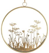 Metalowa dekoracja ścienna FLOWERS RING Ø 41 cm złota