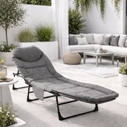 Składana leżanka turystyczna z materacem Morra CT02L, kolor szary