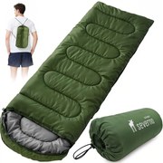 Śpiwór turystyczny mumia z kapturem SUMMER CAMP 210x75 cm zielony + pokrowiec