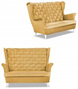 Sofa uszak Carol żółta skandynawska kanapa 2-os. sprężynach Family Meble