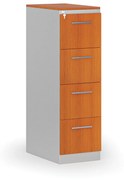 Kartoteka metalowa PRIMO z drewnianym frontem A4, 4 szuflady, szary/czereśnia