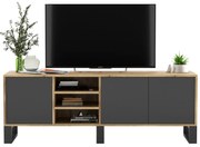 Szafka RTV NILA 6 150 dąb wotan/grafit mat MEBLE LINDNER