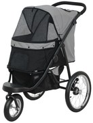 PawHut Wózek dla Małych Psów i Kotów, z Koszem, Systemem Jednoklikowym, Szary