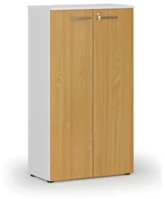 Szafa biurowa z drzwiami PRIMO WHITE, 1434 x 800 x 420 mm, biały/buk