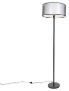 Lampa podłogowa czarna klosz biało-czarny 47cm - SimploDesignerski Oswietlenie wewnetrzne