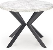 Stół okrągły rozkładany PERONI 100(250)x100 biały marmur/czarny