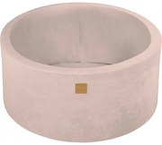 Okrągły Suchy Basen Dla Dziecka, 90x40cm, Welurowy, Ecru, Bez Piłek - Meowbaby®