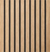Dekoracyjny panel ścienny z listew drewnianych, listew MDF i filcu PET, zestaw 12 sztuk, 60x60 cm, dźwiękochłonna okładzina ścienna, dąb.