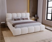 BESILIO Łóżko z grubej pianki 180x200 boucle Boston - łóżko z pojemnikiem i stelażem - Biały