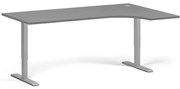 Narożne biurko z regulacją wysokości, 180x120 cm, 2 silniki, L/P, szara podstawa, grafit