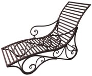 Ciemnobrązowy metalowy leżak ogrodowy Kuwa – Garden Pleasure