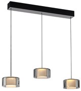 Hanglamp zwart met smoke glas incl. LED 3-lichts easylift - RikaDesignerski Oswietlenie wewnetrzne