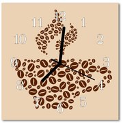 Zegar szklany kwadratowy Kawa Ziarna