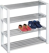 Półka na buty 4 piętra, biały, 80 x 30 x 73 cm, 4 piętra