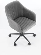 FRESCO fotel młodzieżowy popielaty velvet obrotowy nowoczesny podłokietniki