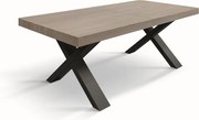 Stół drewniany wiąz perłowy, antracyt, nogi X, wym.160x90-240x90cm - AMALFI