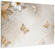 Obraz - Kwiaty z muszką (70x50 cm)