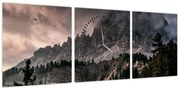 Obraz Gór Skalistych (z zegarem) (90x30 cm)