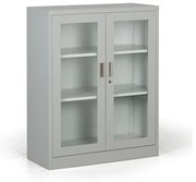 Metalowa szafa ze szklanymi drzwiami, demontowana, 900 x 1150 x 400 mm