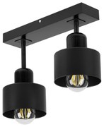 Czarna lampa sufitowa, dwupunktowy spot DSC30x7SC z drewna i metalu E2