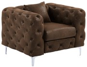 Fotel chesterfield z mikrofibry o wyglądzie postarzanej skóry EDWINA