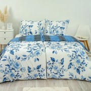 Stanex Pościel bawełniana Niebieskie róże, 140 x 200 cm, 70 x 90 cm