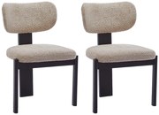 Zestaw 2 krzeseł z bukli i drewna kauczukowego - Taupe i Czarny - WILANA