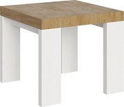 Stół rozkładany 90x90/246 cm Blat Roxell Mix Natural Dąb - Nogi z białego jesionu