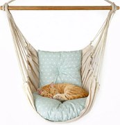 Huśtawka hamak na taras z poduszkami niebieski + biały M3-P91