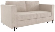 Kanapa 4-osobowa rozkładana typu express z beżową teksturowaną tapicerką - Miejsce do spania 160 cm - Materac 14 cm - ELORYA