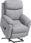 HOMCOM Elektryczny Fotel z Funkcją Podnoszenia, Relax z Funkcją Spania, Wygląd Lnu, 83 x 89 x 102 cm, Szary