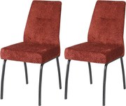 Krzesła do jadalni zestaw 2 szt. - materiał i metal - brązowe - ANABEL