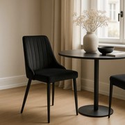 Krzesło Tapicerowane do Jadalni BARI Czarne Welurowe Nowoczesne