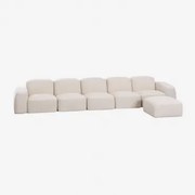 Bastian 5-częściowa Modułowa Sofa I Pufa Gruba Biała Szenila - Sklum