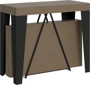Konsola rozkładana 90x40/300 cm Algo szaro-beżowy rama w kolorze antracytu