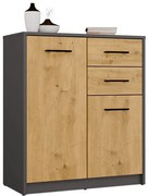 Nowoczesna komoda dąb artisan+antracyt R1-R72