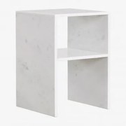 Stolik Nocny Kwadratowy 35x35 Cm Z Marmuru Gabrielle Biały Marmur - Sklum