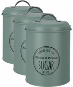 Excellent Houseware Zestaw pojemników blaszanych do żywności 13,5 x 18 cm, 3 szt., zielony, L