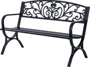 Outsunny Ławka Ogrodowa Metalowa 2-osobowa Elegancka Czarna | Aosom PL