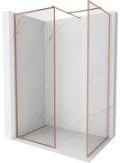 Mexen Kioto-XF ścianka prysznicowa Walk-in z ramką 140 x 70 cm, transparent 10 mm, miedź szczotkowana - 800-140-202-04-65-070-XF