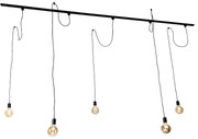 Nowoczesny system oświetlenia szynowego z 5 lampami wiszącymi czarny 1-fazowy - Iconic Cavalux