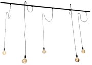 Nowoczesny system szynowy z 5 lampami wiszącymi czarny 1-fazowy - Iconic Cavalux Nowoczesny Oswietlenie wewnetrzne