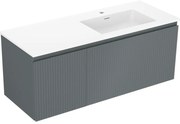 Mexen Rivel szafka łazienkowa 120 cm z umywalką Otis prawą, 1S, 1D, ryflowana, grafit/biała mat - 91A23-12047-3-BBFF66-W18P01