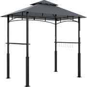 Outsunny Pawilon Grillowy, Ogrodowy Namiot Grillowy z Regałami na Przyprawy, Oświetleniem LED, Metal, Tworzywo sztuczne, 243L x 148S x 248W cm, Szary