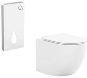 Podwieszana toaleta z dekoracyjnym stelażem - Biały połysk -JAVOINE