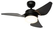 Wentylator sufitowy z lampą czarny 86,7 cm z LED z funkcją ściemniania i pilotem - Yuki Nowoczesny Oswietlenie wewnetrzne
