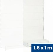 Regał sklepowy jednostronny, pełne ścianki, 1600 x 1000 x 450 mm, dodatkowy, biały
