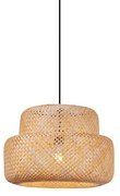 Lampa wisząca w stylu Japandi, czarna z bambusem - KeaJapandi Oswietlenie wewnetrzne